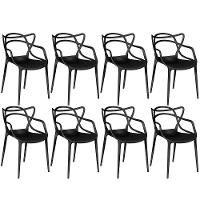Kit 8 Cadeiras De Jantar Allegra Prática Empilhável - Preto - 1