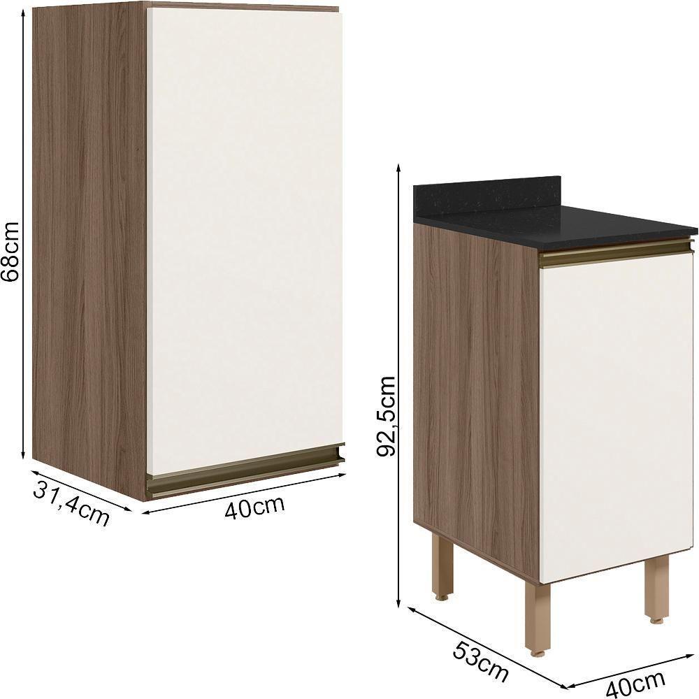 Armario Aereo Balcao 1 Porta 40cm Mdf Kali Nicioli Carvalho Toq Off White Cetim - 3