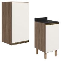 Armario Aereo Balcao 1 Porta 40cm Mdf Kali Nicioli Carvalho Toq Off White Cetim - 1