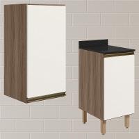 Armario Aereo Balcao 1 Porta 40cm Mdf Kali Nicioli Carvalho Toq Off White Cetim - 2