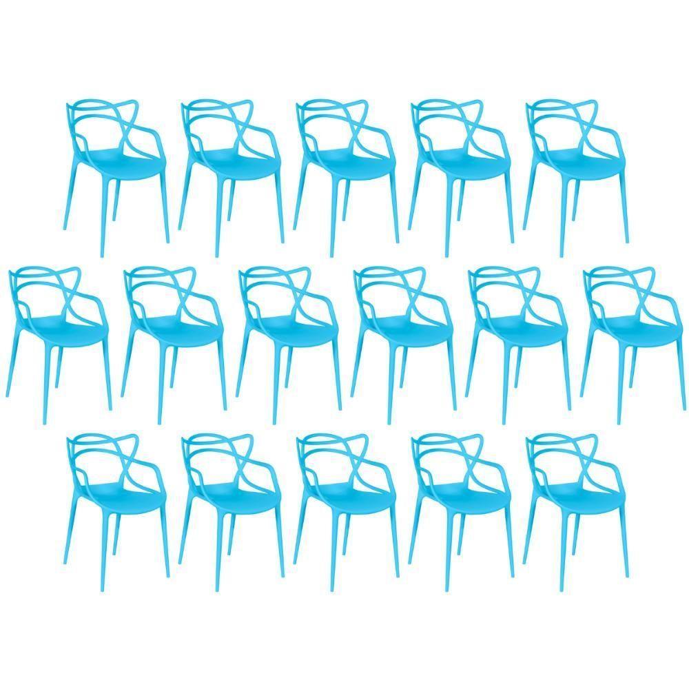 Kit 16 Cadeiras De Jantar Allegra Design Empilhável - Azul - 1