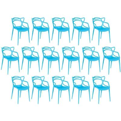 Kit 16 Cadeiras De Jantar Allegra Design Empilhável - Azul