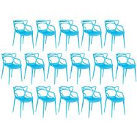 Kit 16 Cadeiras De Jantar Allegra Design Empilhável - Azul - 1