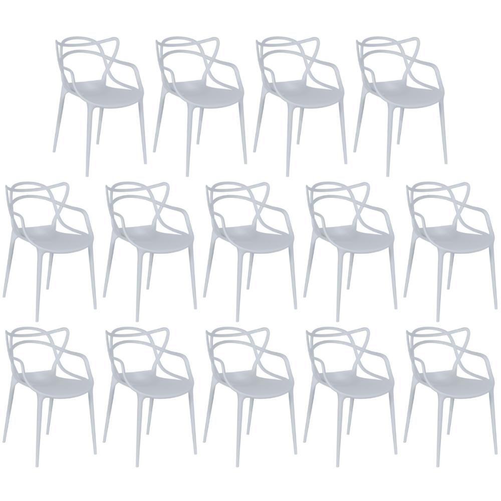 Kit 14 Cadeiras De Jantar Allegra Design Empilhável - Cinza - 1