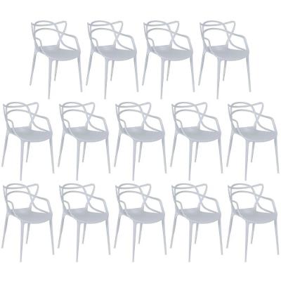 Kit 14 Cadeiras De Jantar Allegra Design Empilhável - Cinza