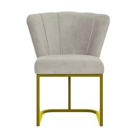 Cadeira Jantar Flor Mesa Cozinha Reforçada Base Metal Dourada Bege - 5