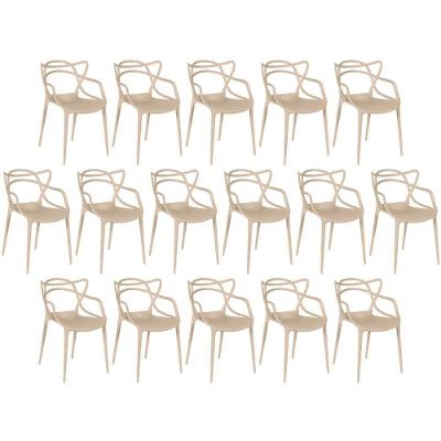 Kit 16 Cadeiras De Jantar Allegra Design Empilhável - Nude