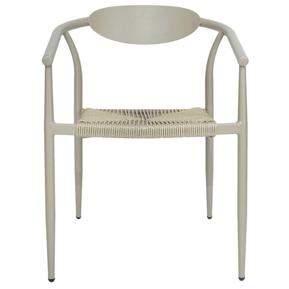 Kit 4 Cadeiras Empilhável Isla Fratini Em Alumínio Fendi Assento Com Trama De Corda Náutica Fendi - 3