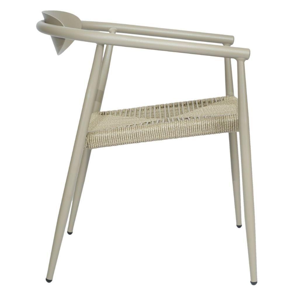 Kit 4 Cadeiras Empilhável Isla Fratini Em Alumínio Fendi Assento Com Trama De Corda Náutica Fendi - 4