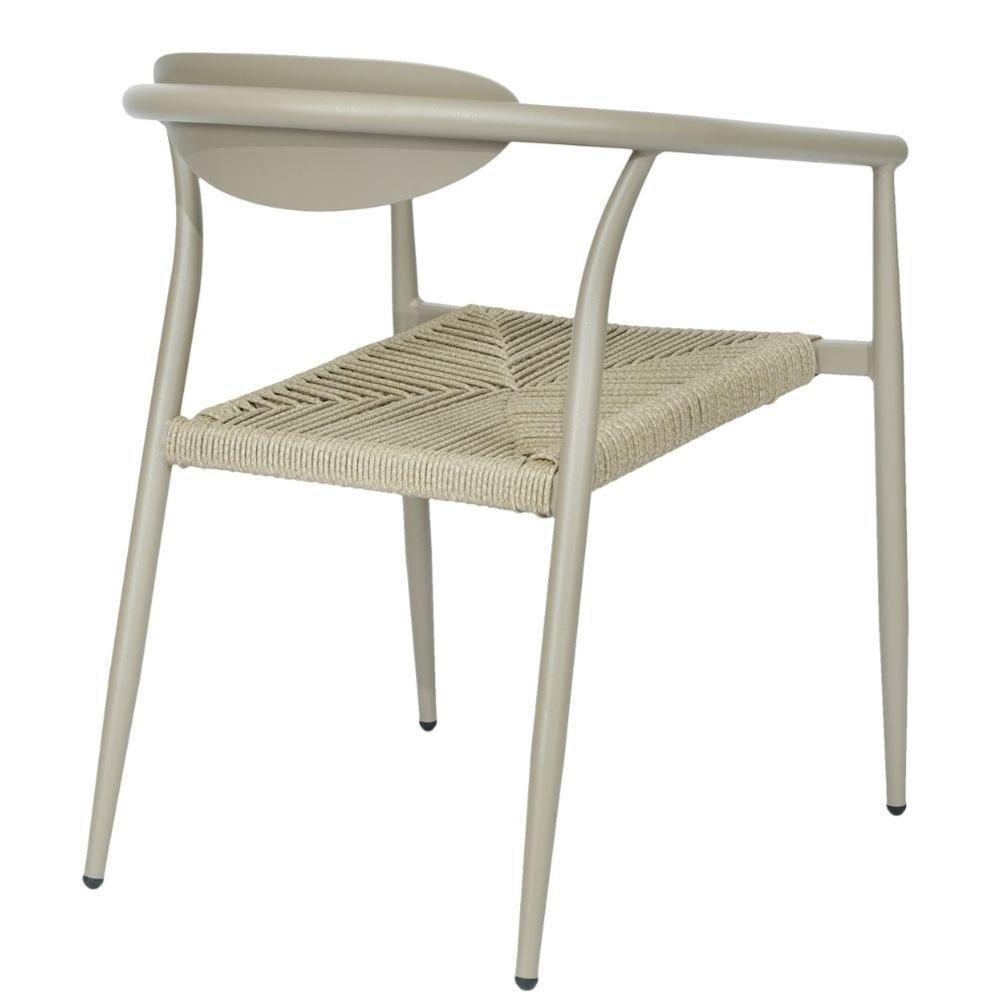 Kit 4 Cadeiras Empilhável Isla Fratini Em Alumínio Fendi Assento Com Trama De Corda Náutica Fendi - 5