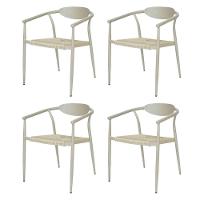 Kit 4 Cadeiras Empilhável Isla Fratini Em Alumínio Fendi Assento Com Trama De Corda Náutica Fendi - 1