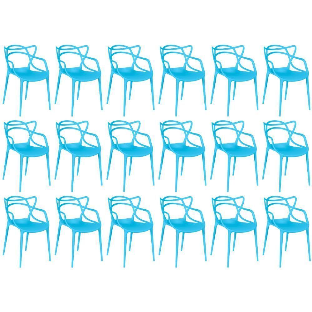 Kit 18 Cadeiras De Jantar Allegra Design Empilhável - Azul - 1