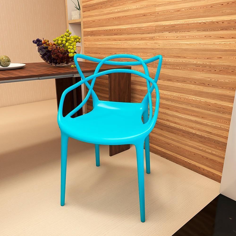 Kit 18 Cadeiras De Jantar Allegra Design Empilhável - Azul - 2