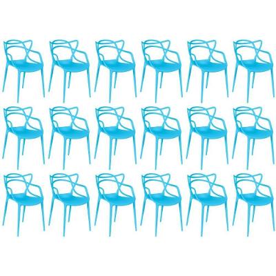 Kit 18 Cadeiras De Jantar Allegra Design Empilhável - Azul