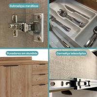 Balcão De Cozinha Miami 1200mm 2 Portas 3 Gavetas Com Tampo Carraro Freijó Com Off White - 6