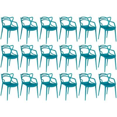 Kit 18 Cadeiras De Jantar Allegra Design Empilhável - Turquesa