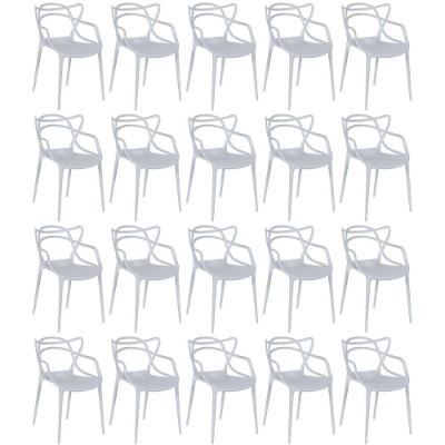 Kit 20 Cadeiras De Jantar Allegra Design Empilhável - Cinza