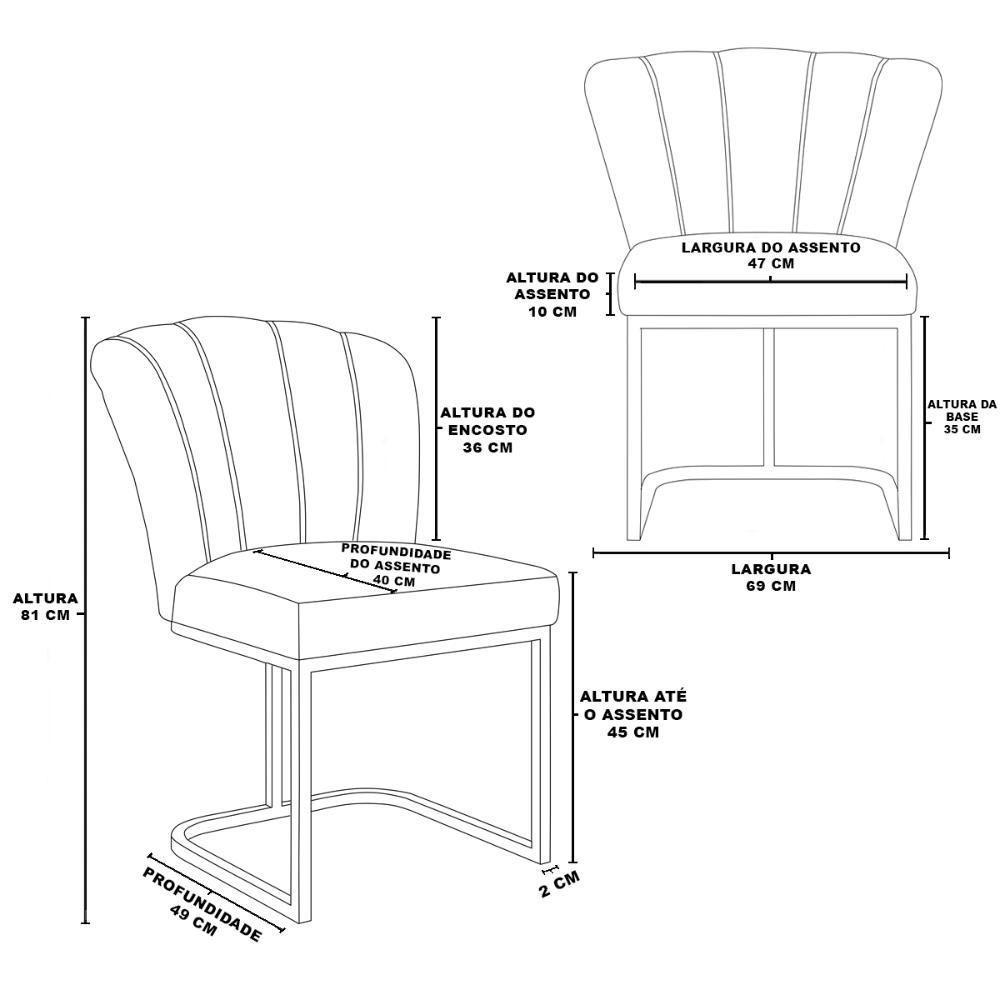 Cadeira Jantar Flor Mesa Cozinha Reforçada Base Metal Dourada Capuccino - 3