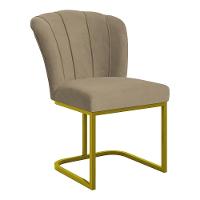 Cadeira Jantar Flor Mesa Cozinha Reforçada Base Metal Dourada Capuccino
