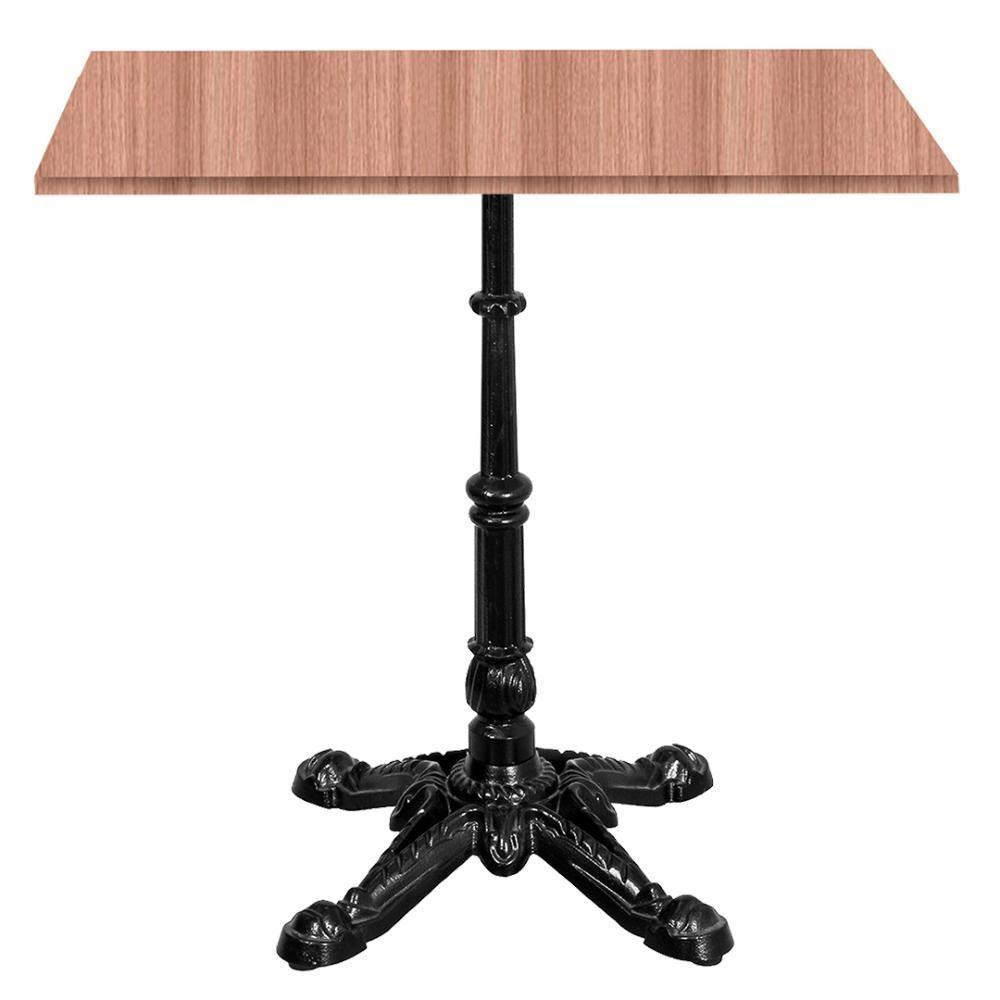 Base De Mesa Apus Em Ferro Preto 75 Cm (alt) Tampo Mdp Quadrado Noce Nat 60cm (larg) X 2,5cm (alt) - 1