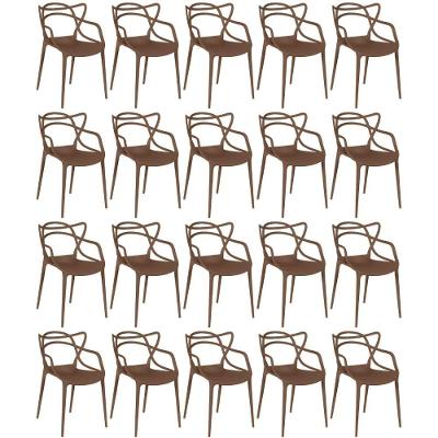Kit 20 Cadeiras De Jantar Allegra Design Empilhável - Marrom