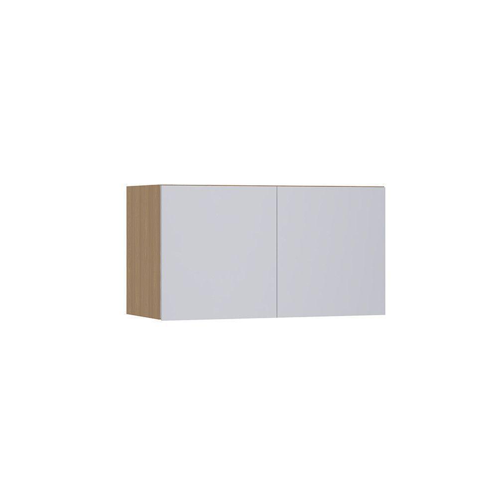 Armário Aéreo Para Geladeira 80cm 2 Portas Slim Luciane Móve Freijó/cinza Cristal - 1