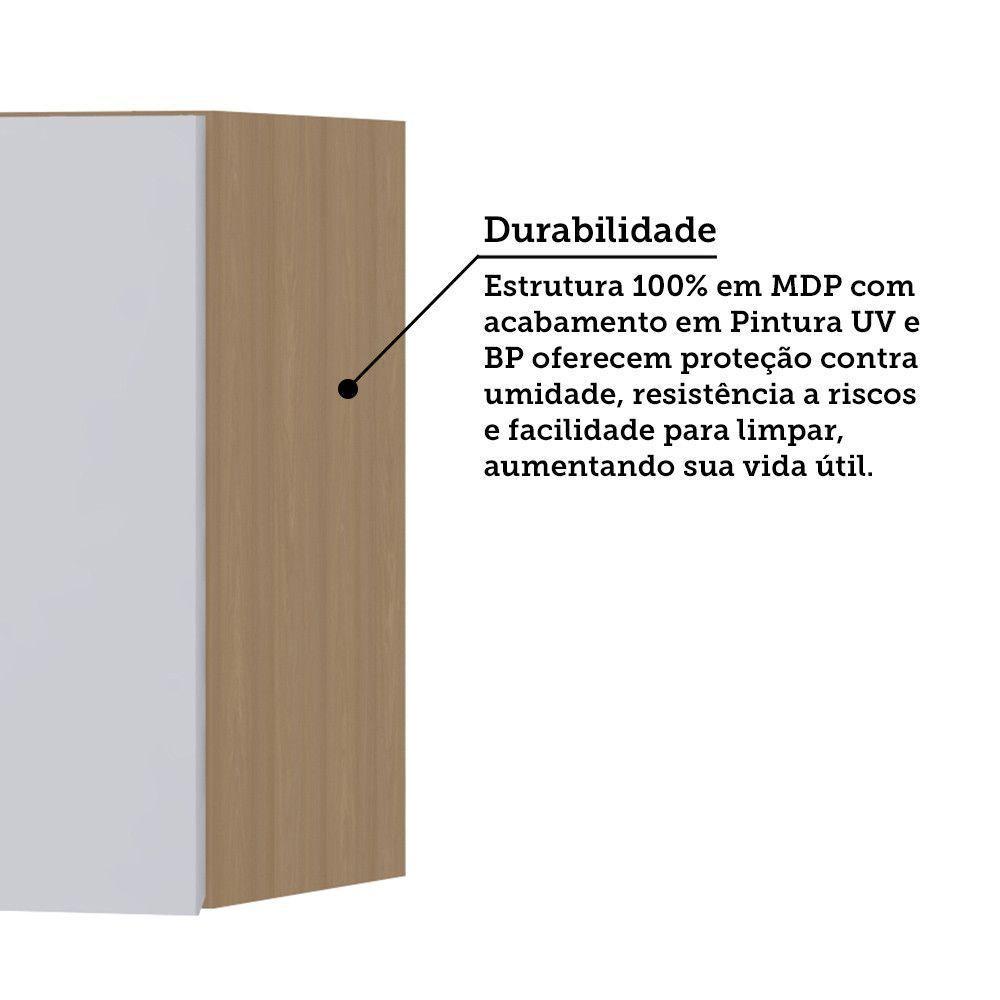 Armário Aéreo Para Geladeira 80cm 2 Portas Slim Luciane Móve Freijó/cinza Cristal - 3