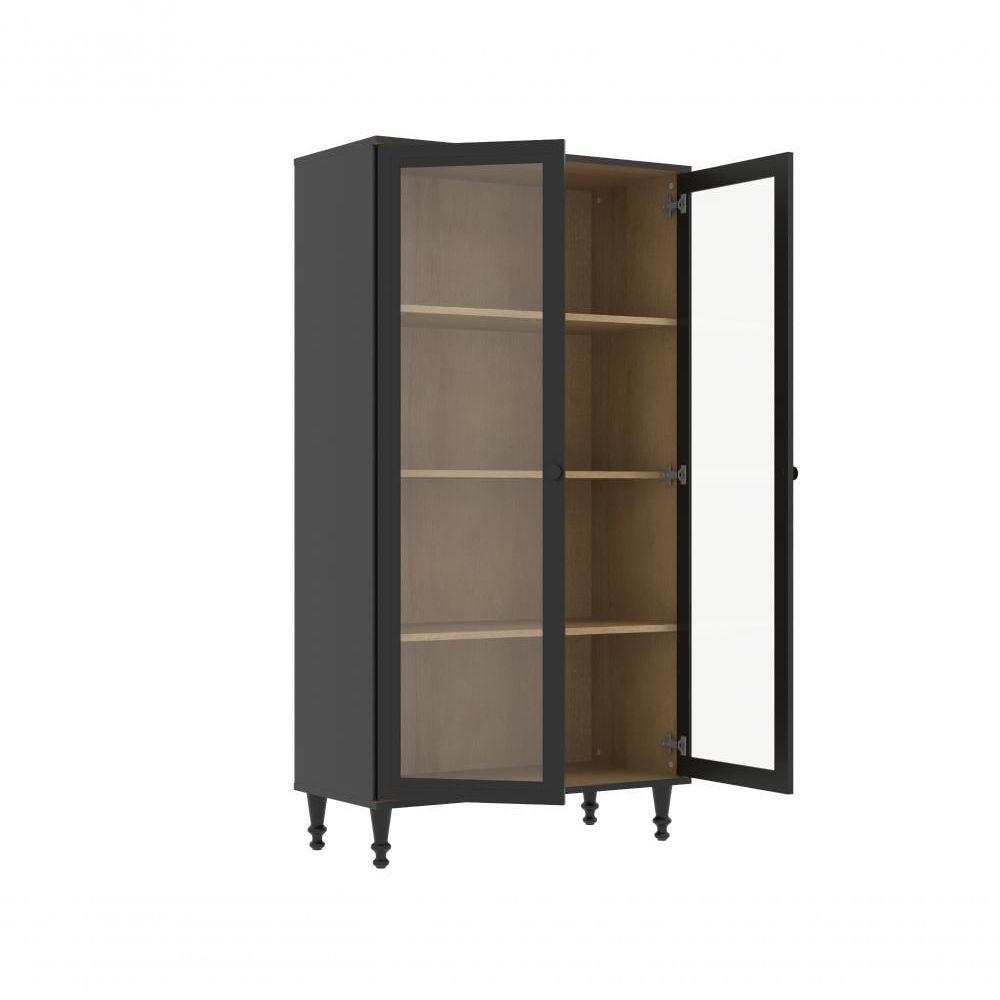 Aparador 2 Gavetas 2 Portas + Cristaleira Ditália 2 Portas R-629 E-957 Preto - 6