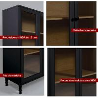 Aparador 2 Gavetas 2 Portas + Cristaleira Ditália 2 Portas R-629 E-957 Preto - 9