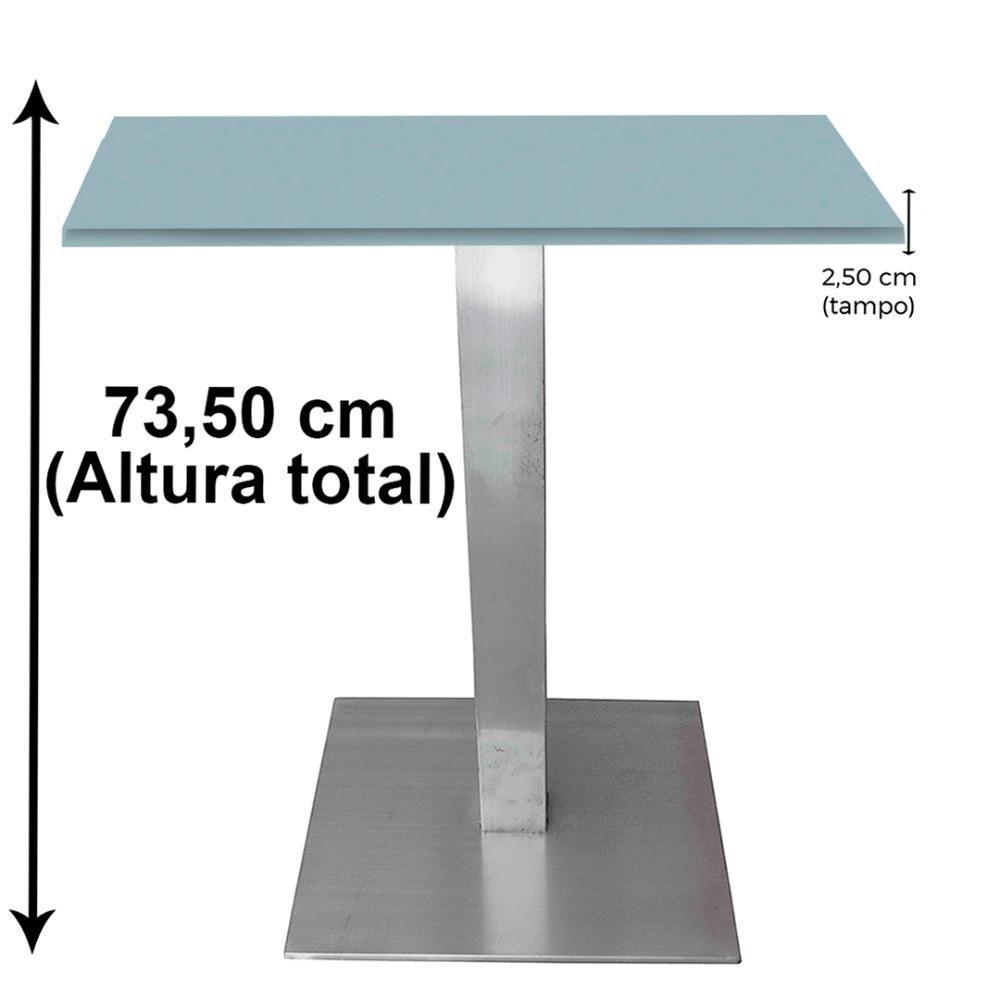 Mesa Quadrada Alpha Inox Prata 73,50 Cm (altura) Tampo Mdp Quadrado 80 Cm Cinza (larg) - 3