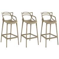 Kit 3 Banqueta Alta Allegra Com Encosto Design Cozinha/bancada - Nude - 1