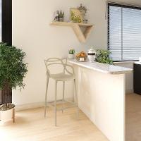 Kit 3 Banqueta Alta Allegra Com Encosto Design Cozinha/bancada - Nude - 3