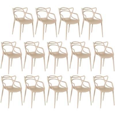 Kit 14 Cadeiras De Jantar Allegra Design Empilhável - Nude
