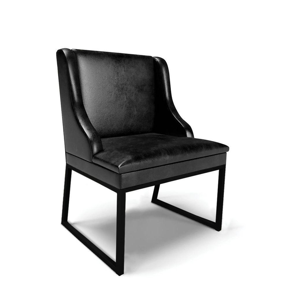 Cadeira Sala De Jantar Industrial Preto Liz Sintético Pu Preto D03 - D'rossi - 1