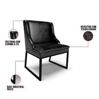 Cadeira Sala De Jantar Industrial Preto Liz Sintético Pu Preto D03 - D'rossi - 3
