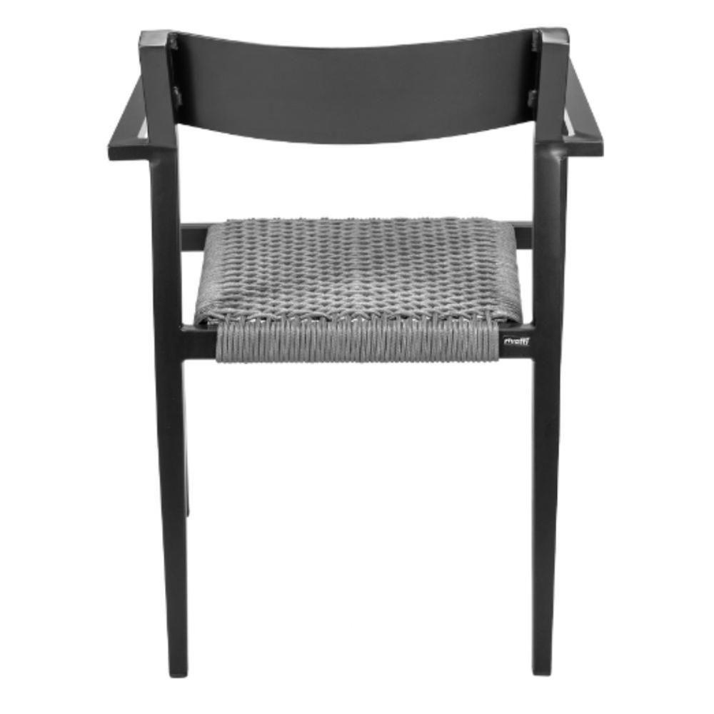 Cadeira Empilhável área Externa Jurerê Rivatti Alumínio Preto Assento Trama Corda Náutica Grafite - 3