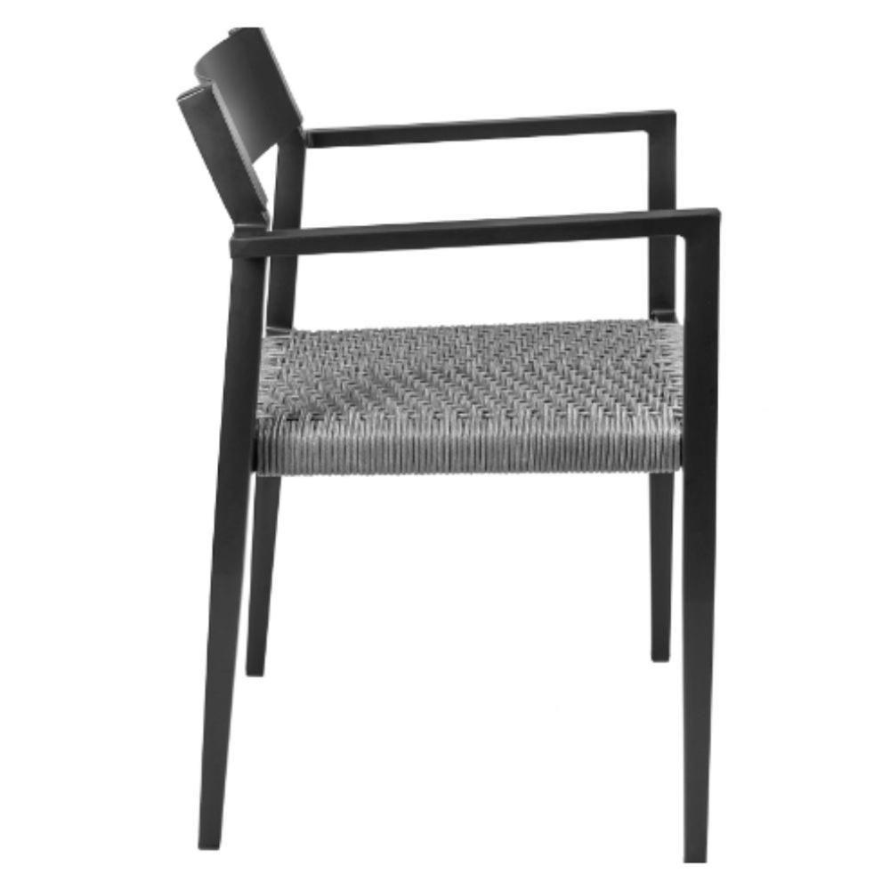Cadeira Empilhável área Externa Jurerê Rivatti Alumínio Preto Assento Trama Corda Náutica Grafite - 4
