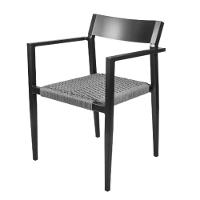 Cadeira Empilhável área Externa Jurerê Rivatti Alumínio Preto Assento Trama Corda Náutica Grafite - 1