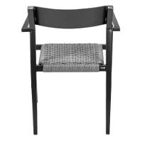 Cadeira Empilhável área Externa Jurerê Rivatti Alumínio Preto Assento Trama Corda Náutica Grafite - 3