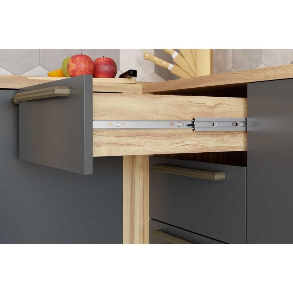 Módulo Cozinha Ronipa Syrah Balcão 2 Portas E 3 Gavetas Com Tampo 120cm Amendoa Off White Ronipa - 5