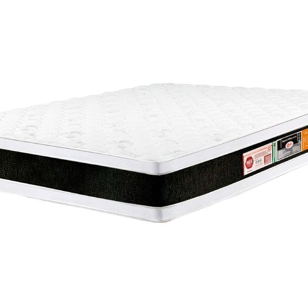 Cama Box Casal: Colchão Espuma Castor D45 Black e White Double Face + Base CRC Suede Black(138x188) - 2