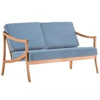 Sofá Navi Ozki 136 Cm Madeira Eucalipto Cedro Tecido Azul Corda Redonda Rami - 8