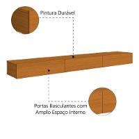 Rack Suspenso Para Painel Ou Tv Até 75 Polegadas 3 Portas 1,54m Egeo Edn Madeirado - 4