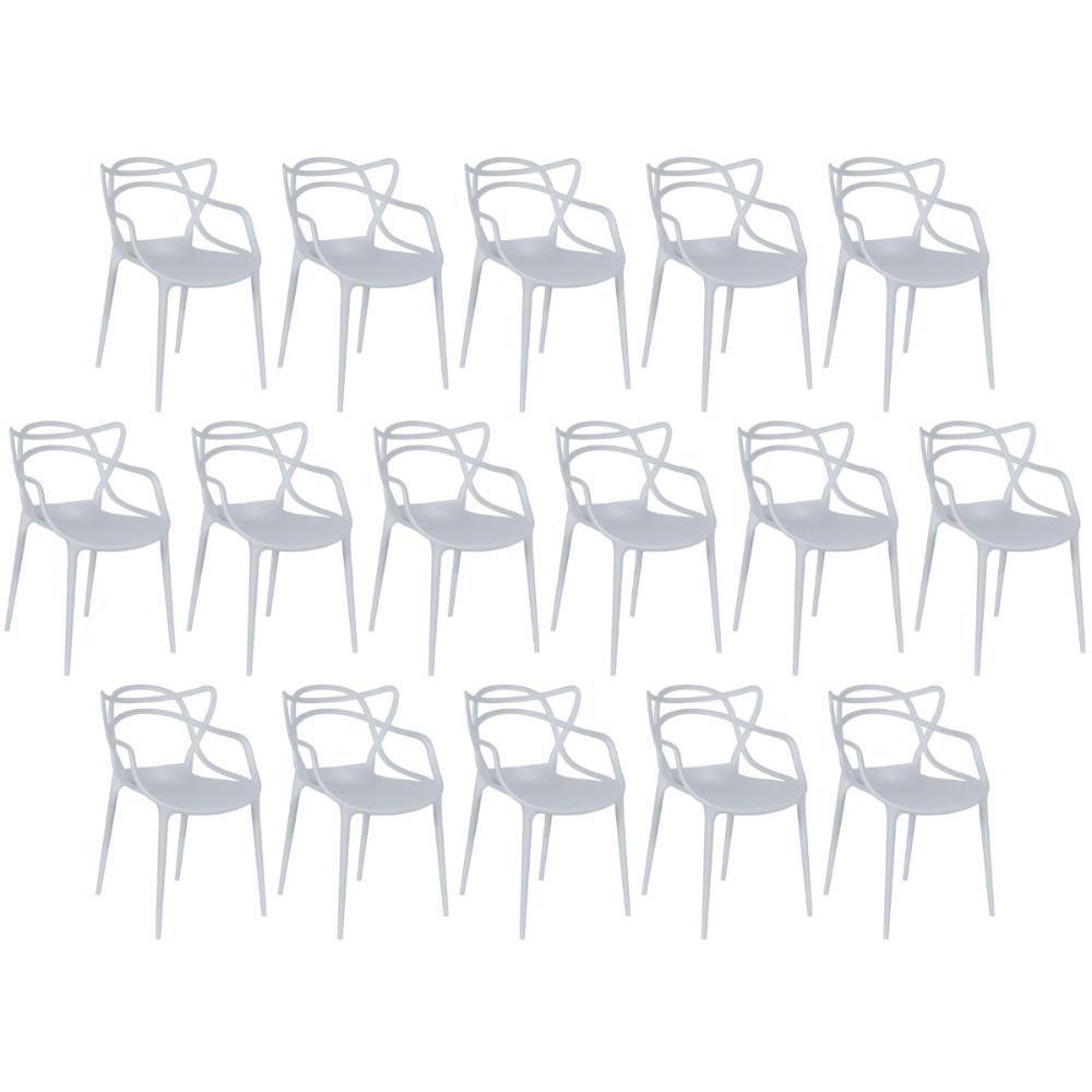 Kit 16 Cadeiras De Jantar Allegra Design Empilhável - Cinza - 1