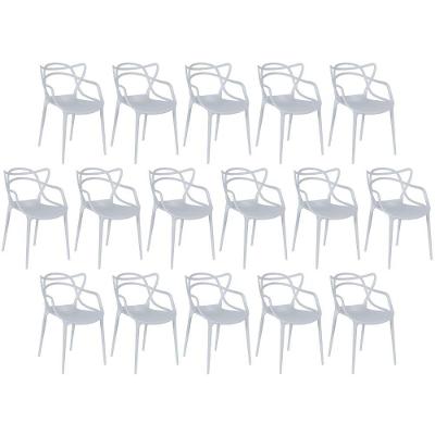 Kit 16 Cadeiras De Jantar Allegra Design Empilhável - Cinza