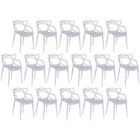 Kit 16 Cadeiras De Jantar Allegra Design Empilhável - Cinza - 1