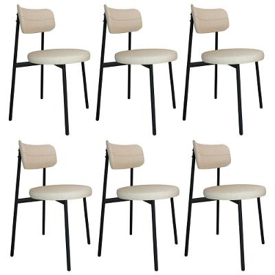 Cadeira De Jantar Estofada Kit 6 Nyka M25 Linho Areia - Mpozenato