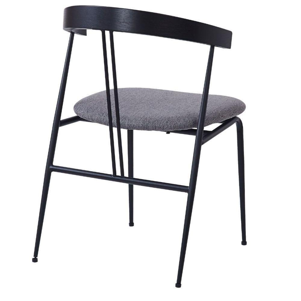 Kit 2 Cadeiras Escandinávia Fratini Encosto Madeira Assento Tecido Cinza Estrutura Aço Preto - 5