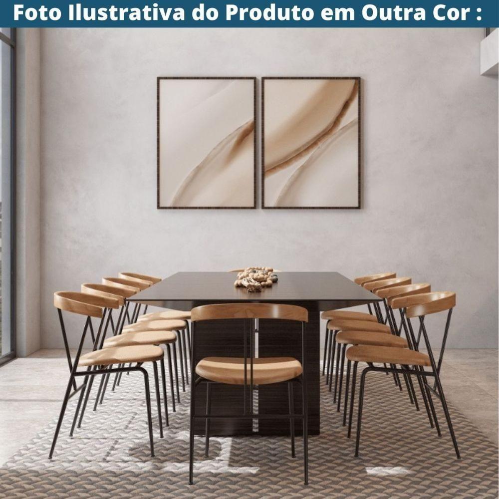 Kit 2 Cadeiras Escandinávia Fratini Encosto Madeira Assento Tecido Cinza Estrutura Aço Preto - 8