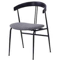 Kit 2 Cadeiras Escandinávia Fratini Encosto Madeira Assento Tecido Cinza Estrutura Aço Preto - 2